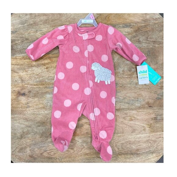 5/$20 NEW 0-3M Girls Dots & Lamb Footie Blanket Sleeper Pajamas - Picture 1 of 3